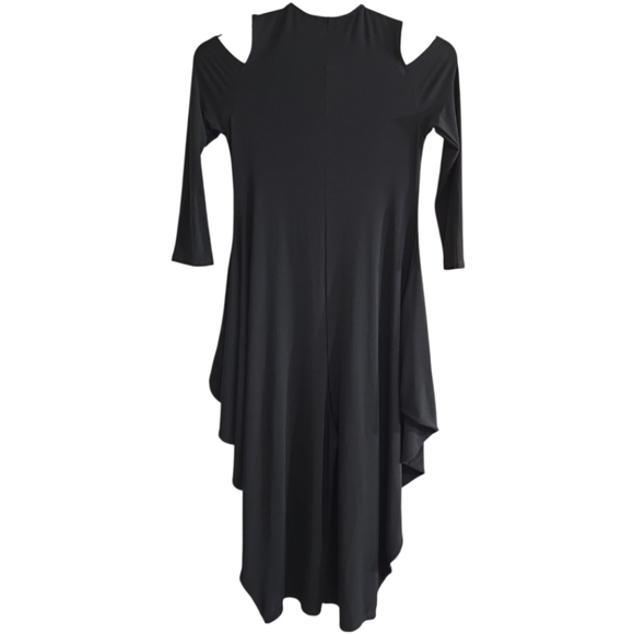 Joseph Ribkoff Harem Drape Cold Shoulder Zip Black Jumpsuit Stretchy Knit 2 - Picture 10 of 12